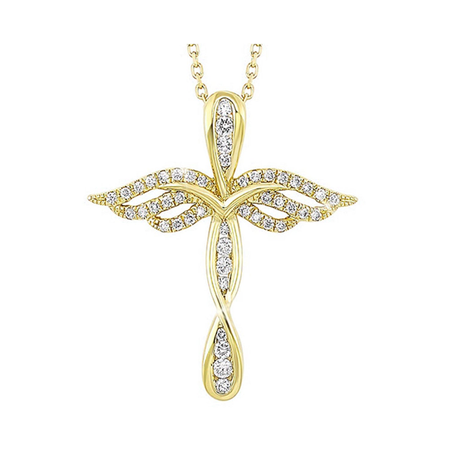 HOLIDAY GIFT GUIDE - 7d - 10K YELLOW GOLD 1/7CTW Diamond CROSS Necklace