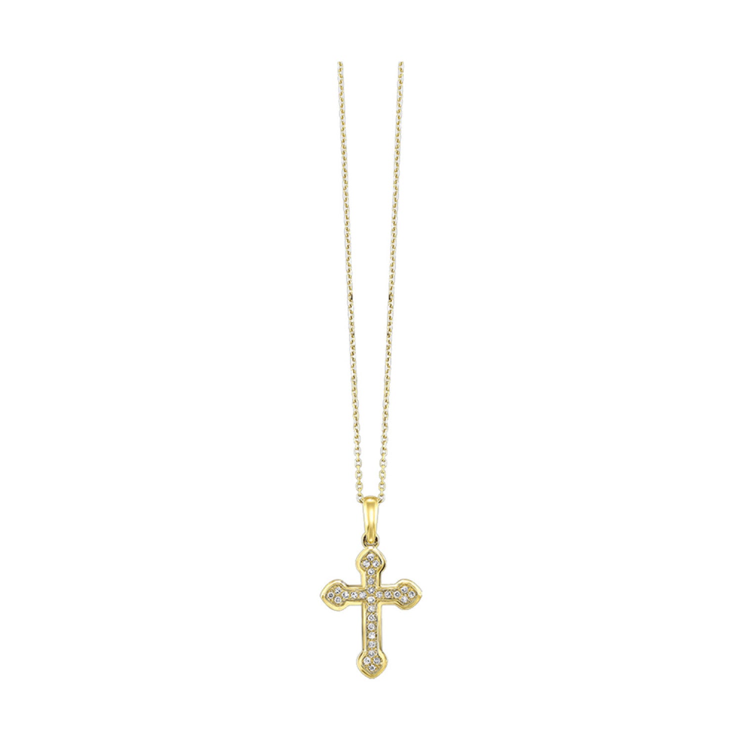 HOLIDAY GIFT GUIDE - 7e - 10K YELLOW GOLD 1/12CTW Diamond CROSS Necklace