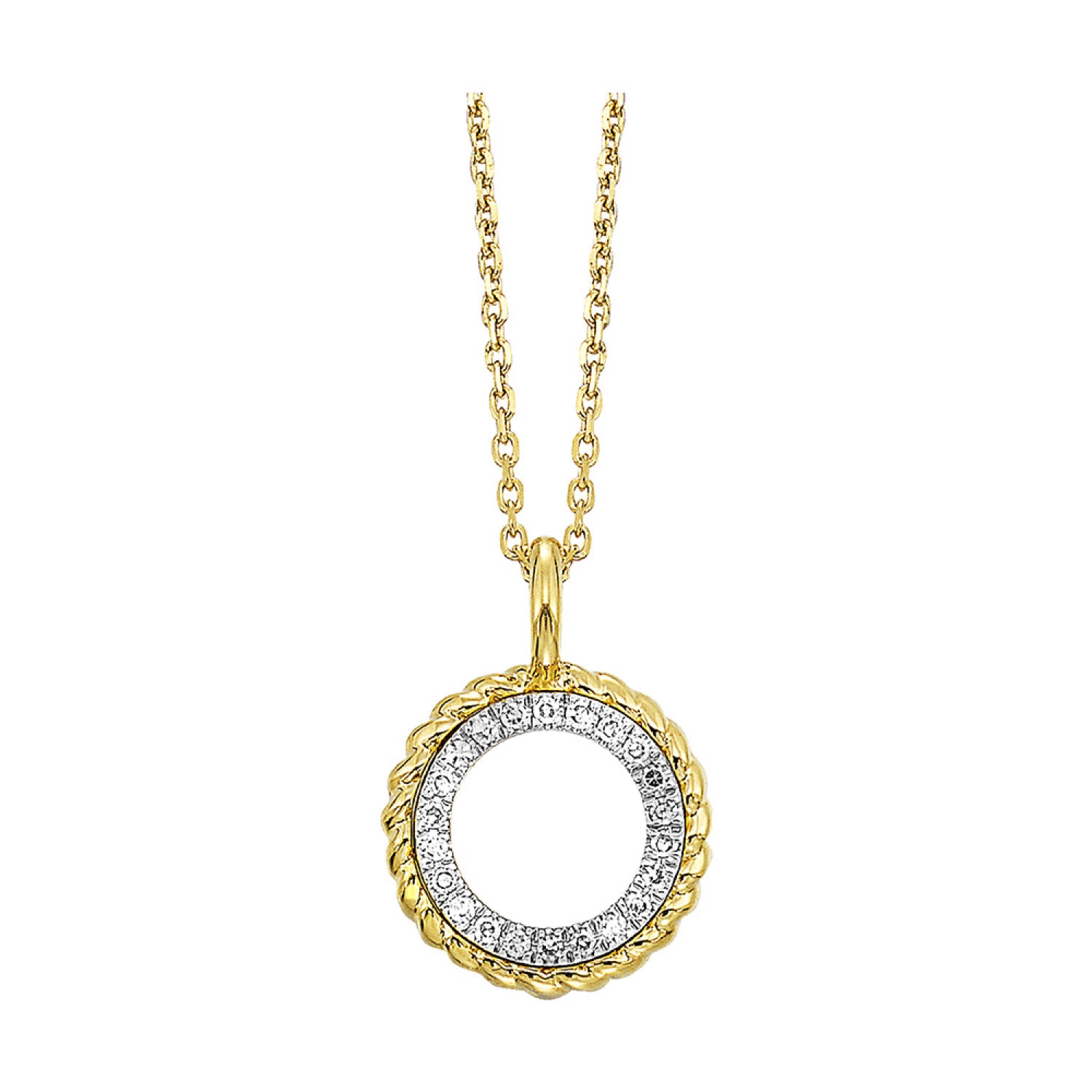 HOLIDAY GIFT GUIDE - 7k - 14K YELLOW GOLD 1/20CTW Diamond circle Necklace