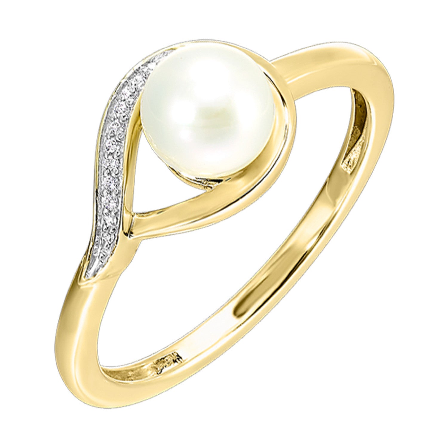 HOLIDAY GIFT GUIDE - 8e - 14K YELLOW GOLD 1/50CTW Diamond and pearl ring