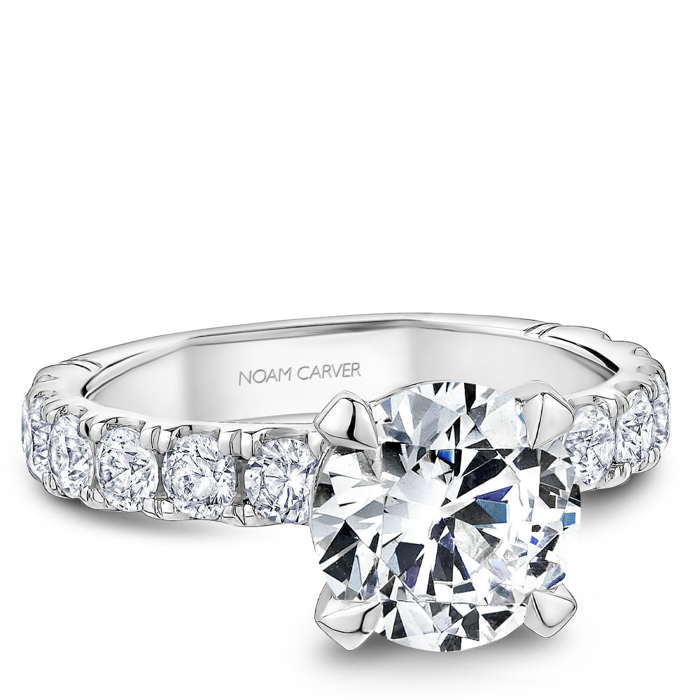 14K White Gold Engagement Ring-Setting Only