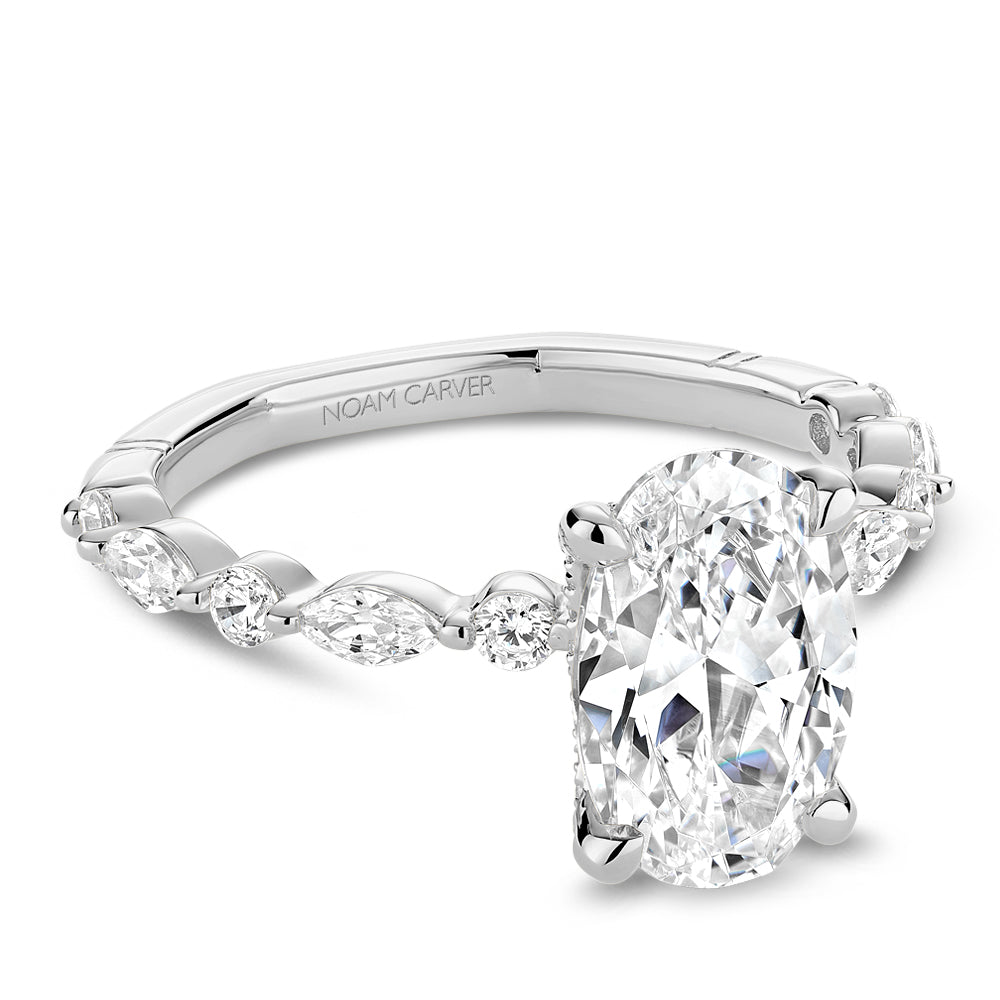 14K White Gold and Diamond Engagement Ring-Setting Only