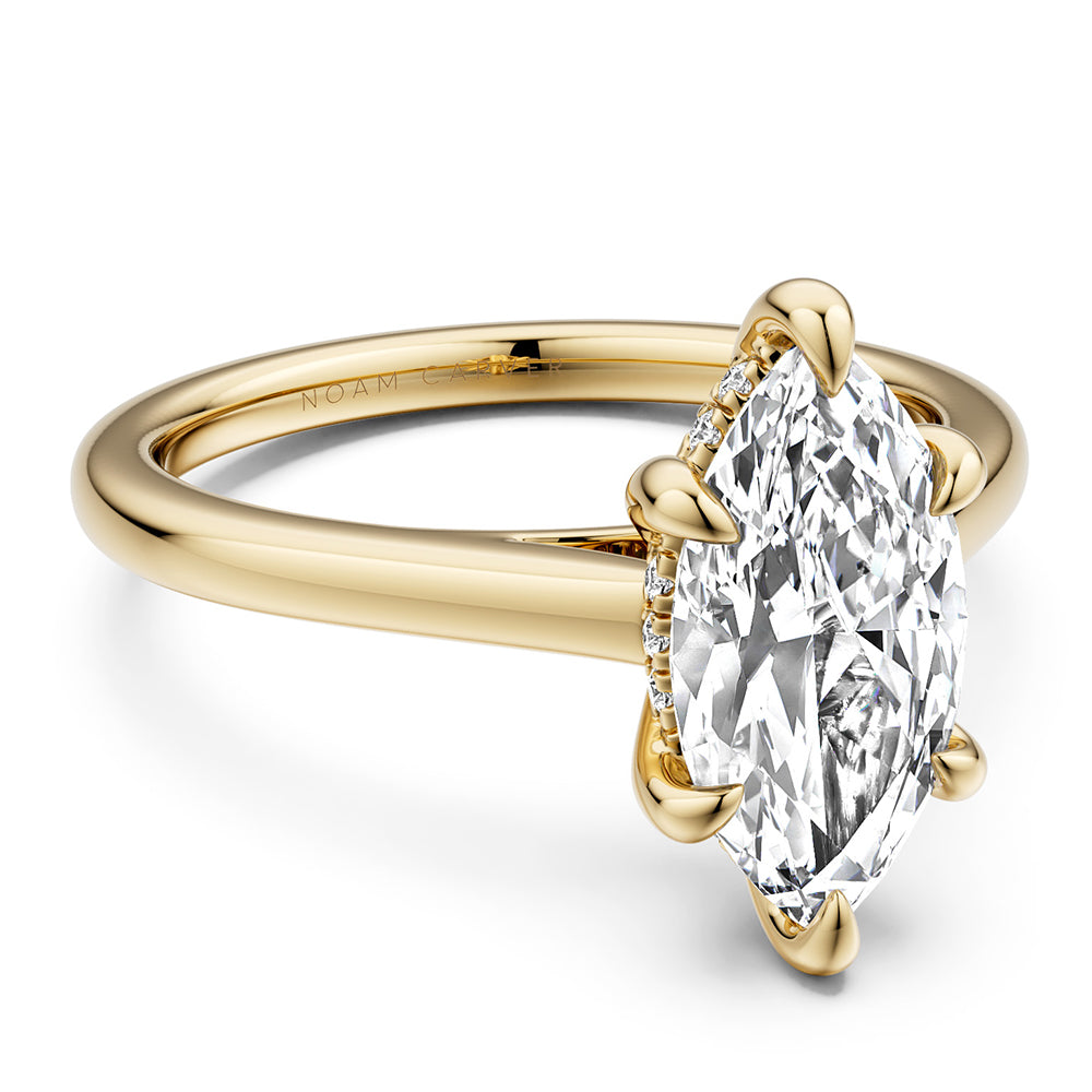 14K Yellow Gold Engagement Ring with Hidden Halo-Setting Only