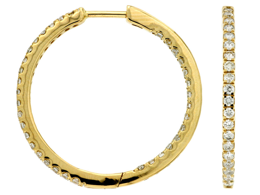 14K Yellow Gold 26MM Diamond Hoops