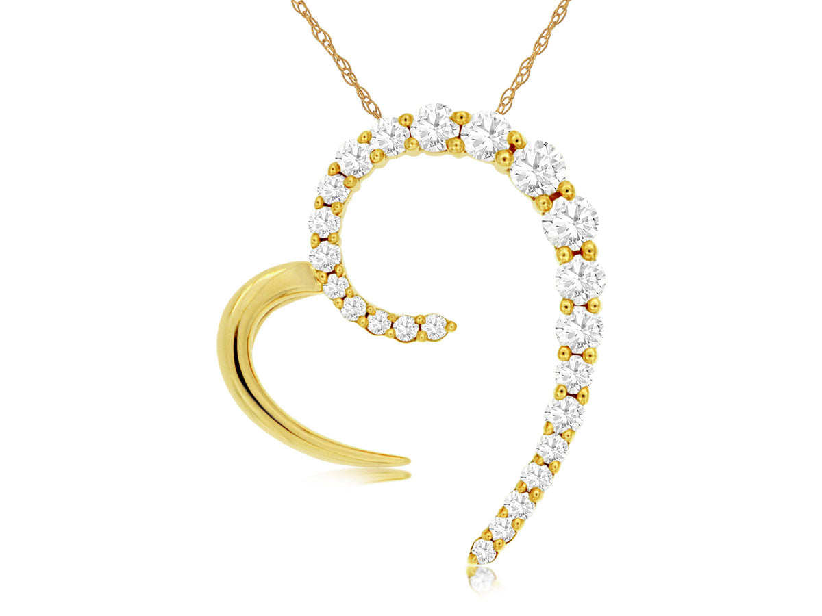 14K Yellow Gold and Diamond Heart Pendant