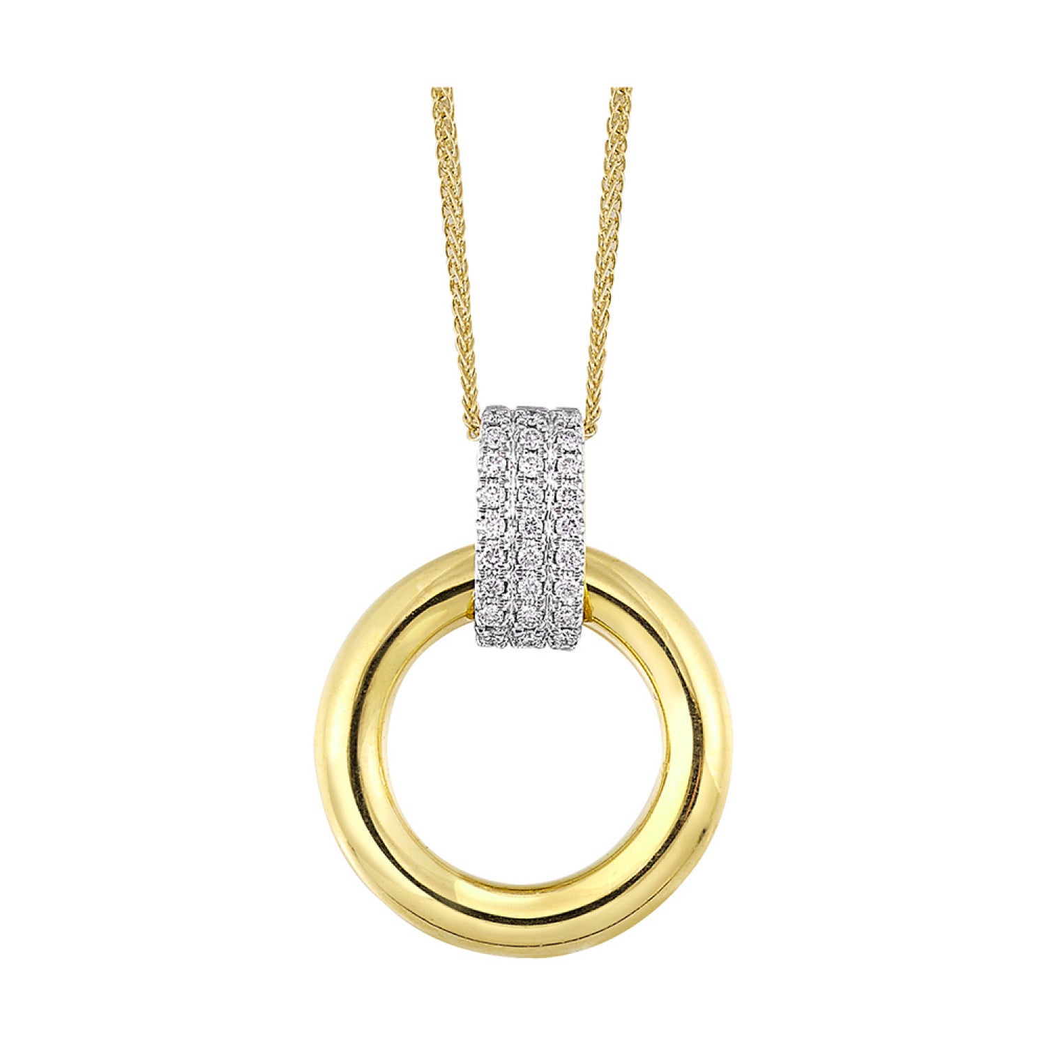 HOLIDAY GIFT GUIDE - 4A - 14K YELLOW GOLD 1/12CTW Diamond CIRCLE pendant