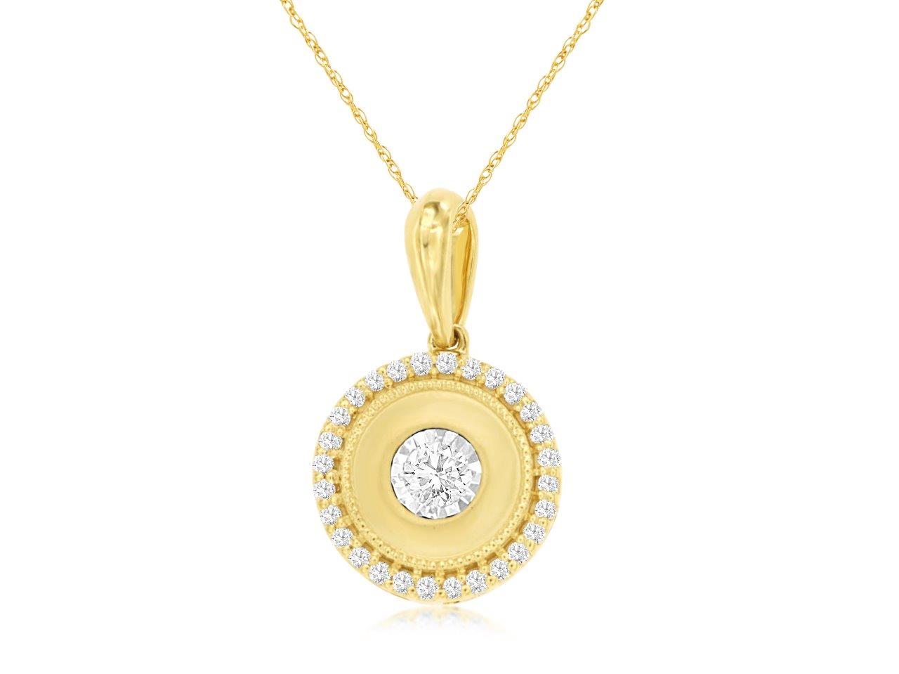 14K Yellow Gold Diamond Pendant