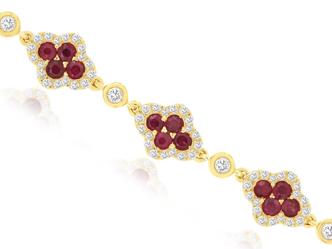 14K Yellow Gold Ruby and Diamond Bracelet
