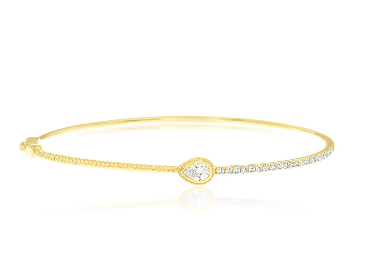 14K Yellow Gold Diamond Bangle