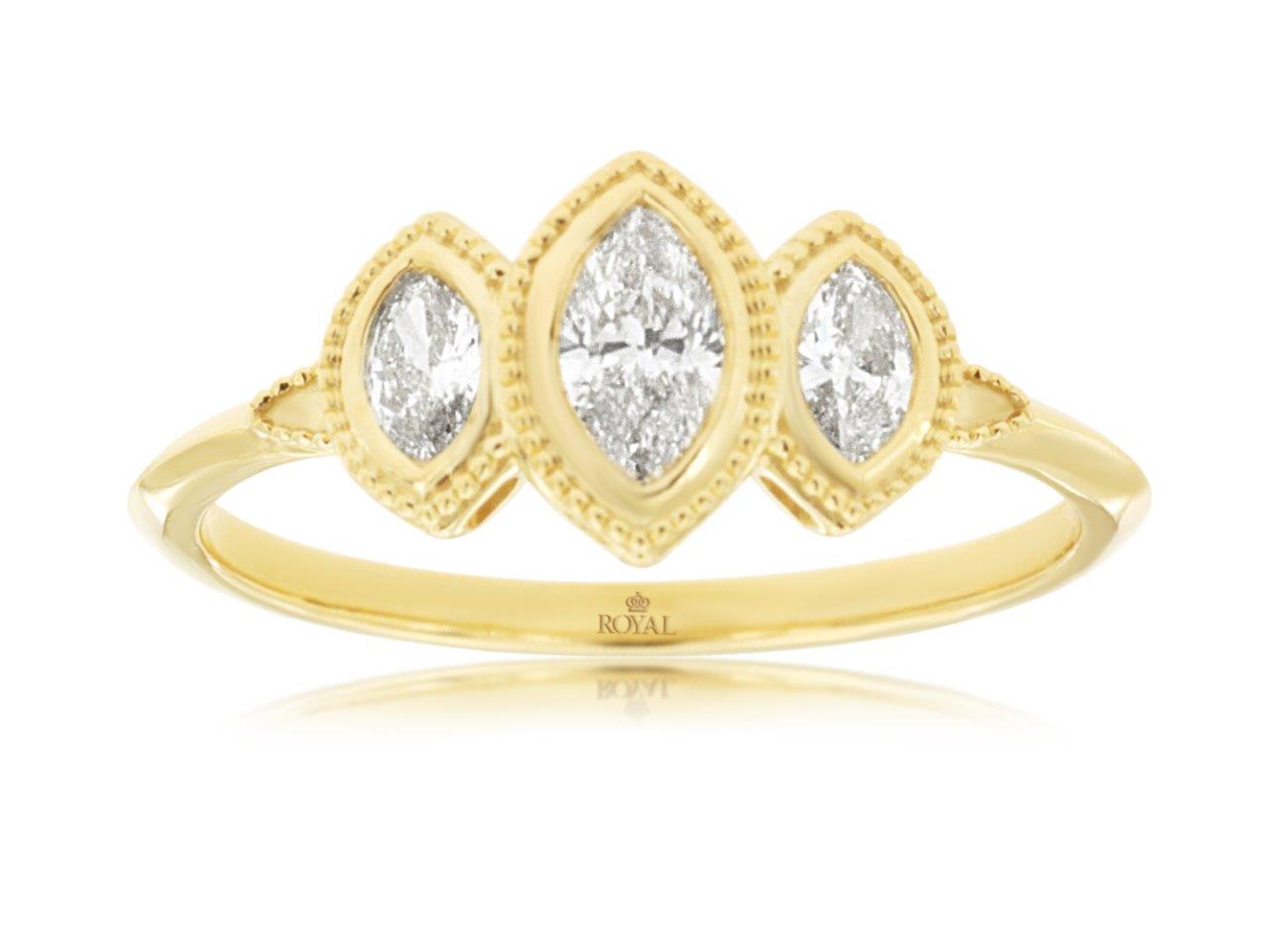 14K Yellow Gold Marquise Diamond Ring