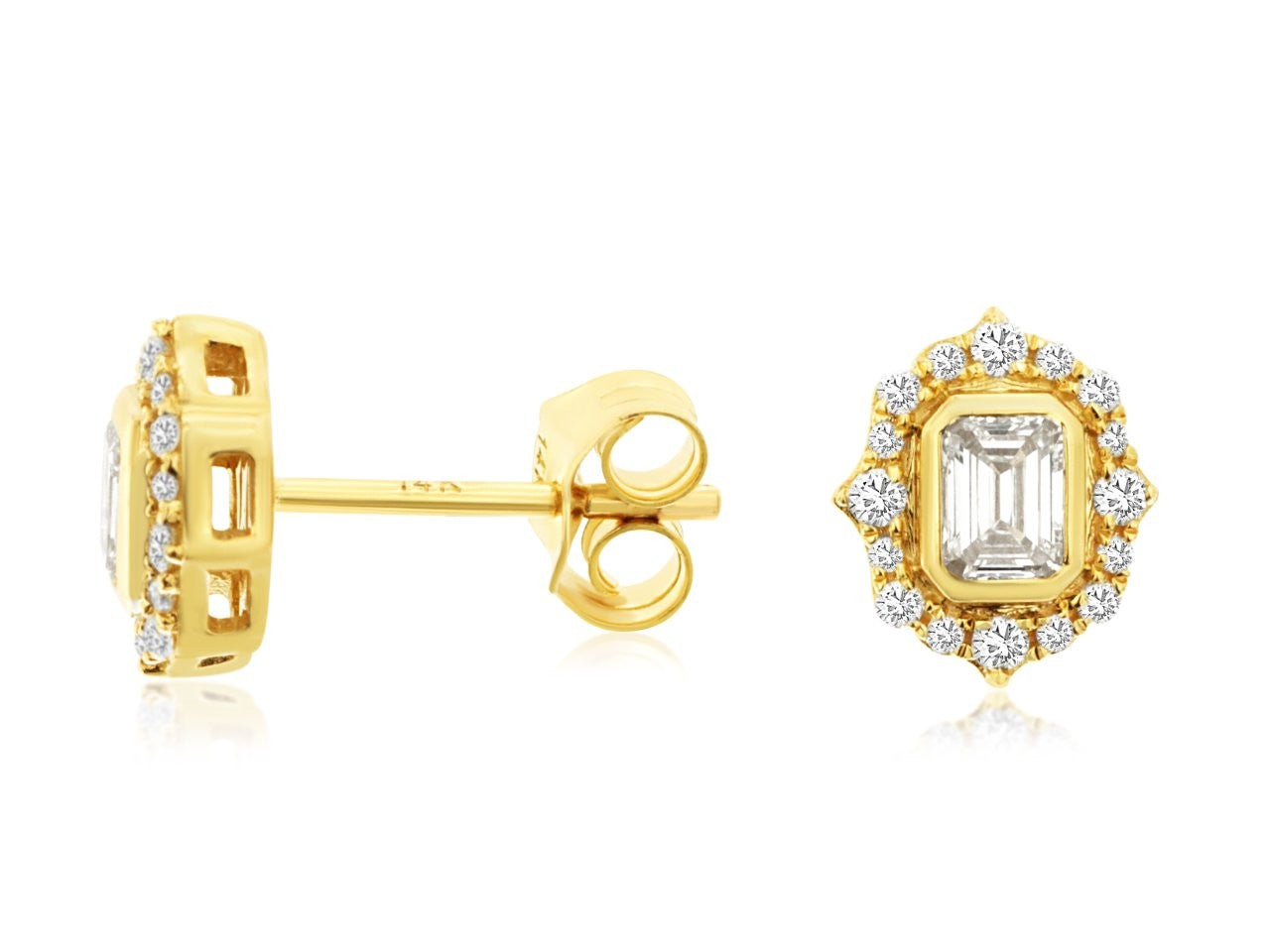 14K Yellow Gold and Diamond Earrings