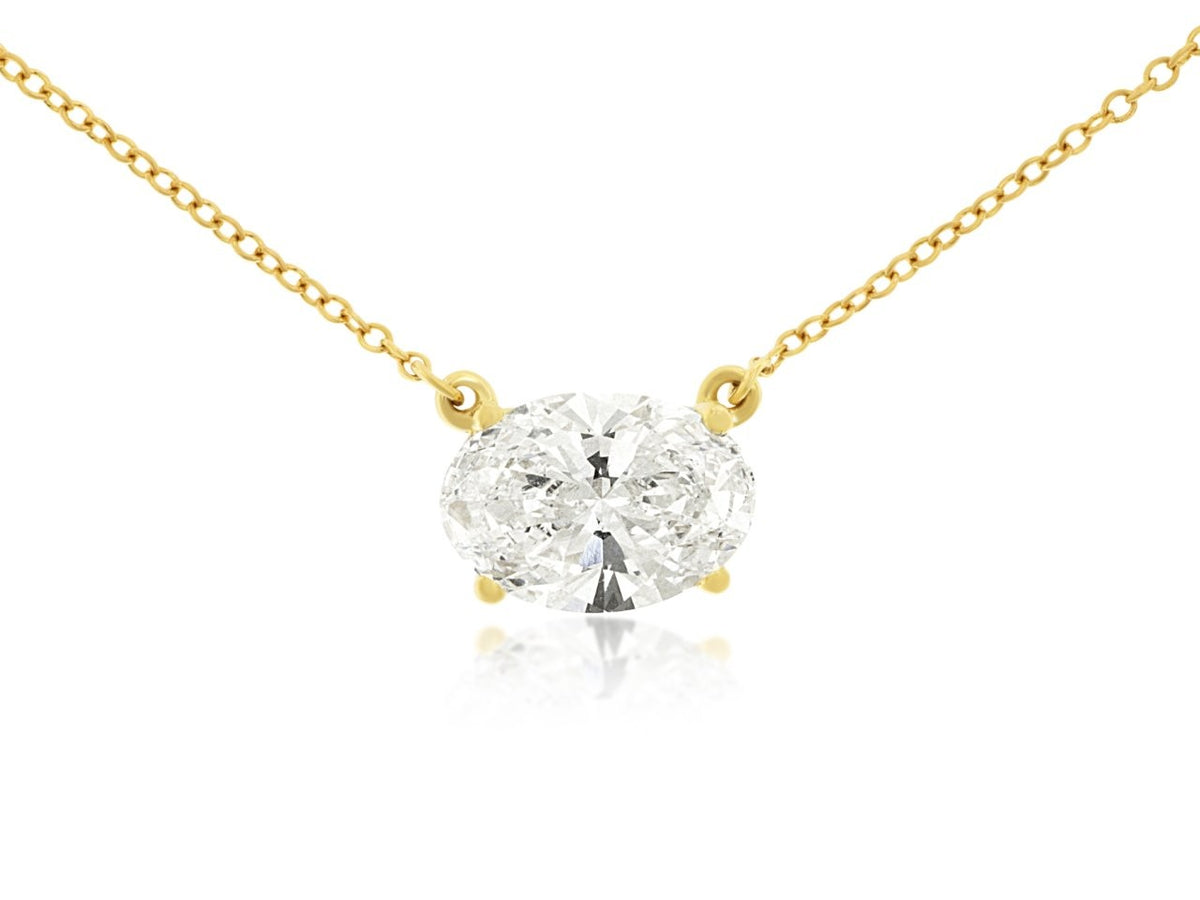 14K Yellow Gold and Lab Grown Diamond Necklace with Station Chain