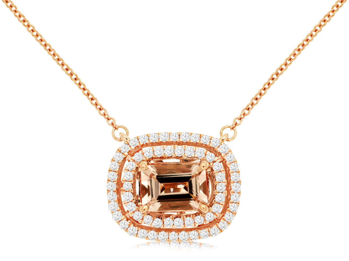 14K Rose Gold Morgante and Diamond Pendant with Chain