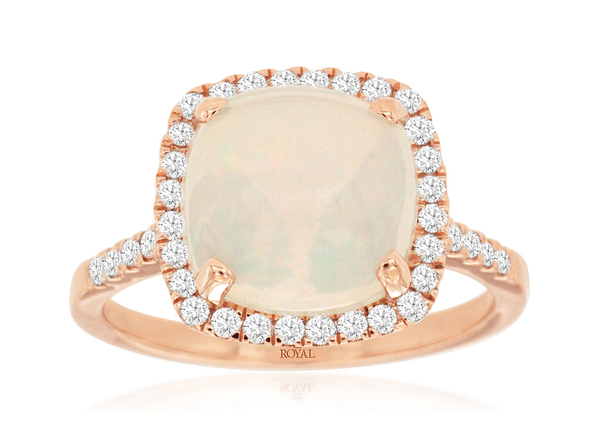 14K Yellow Gold, Diamond and Opal Ring