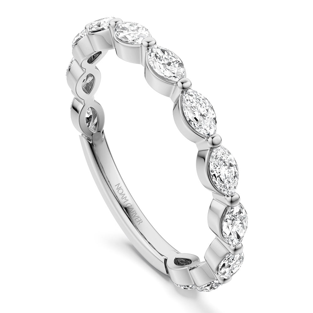 14K White Gold and Marquise Diamond Wedding Band