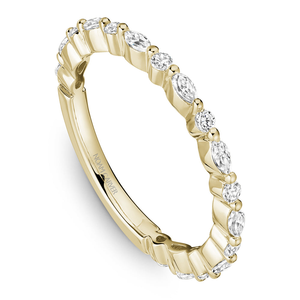 14K Yellow Gold and Diamond Engagement Band