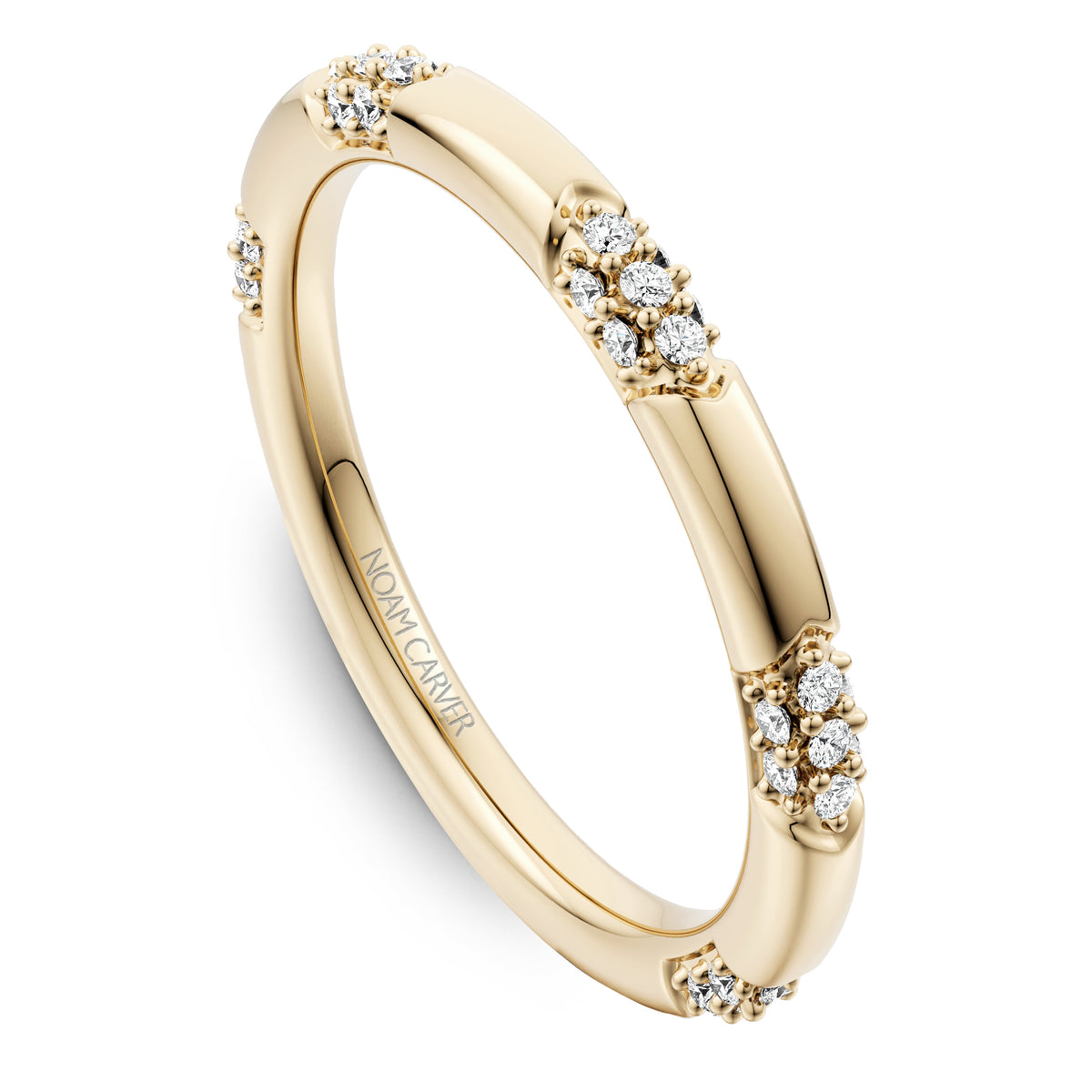 14K Yellow Gold and Diamond Wedding Band
