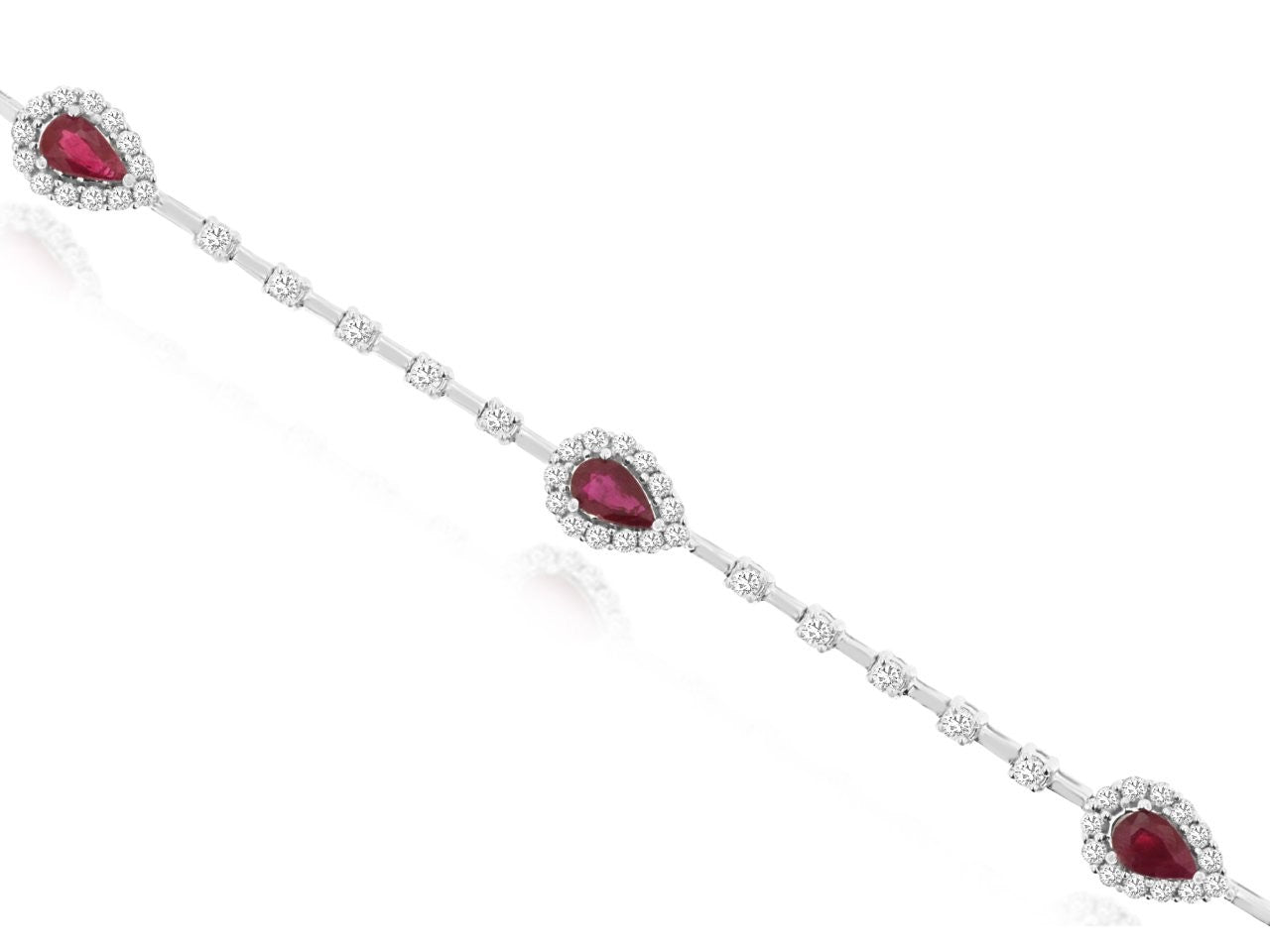 14K White Gold Ruby and Diamond Bracelet