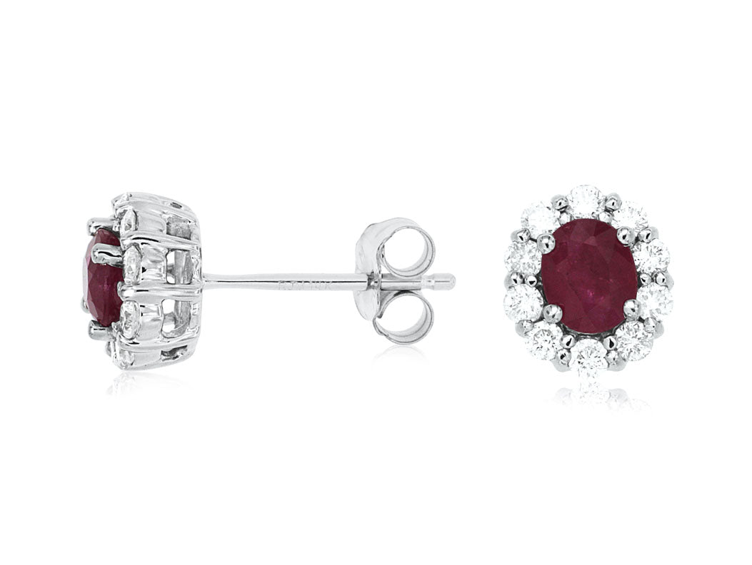14K White Gold Diamond and Rudy Earrings
