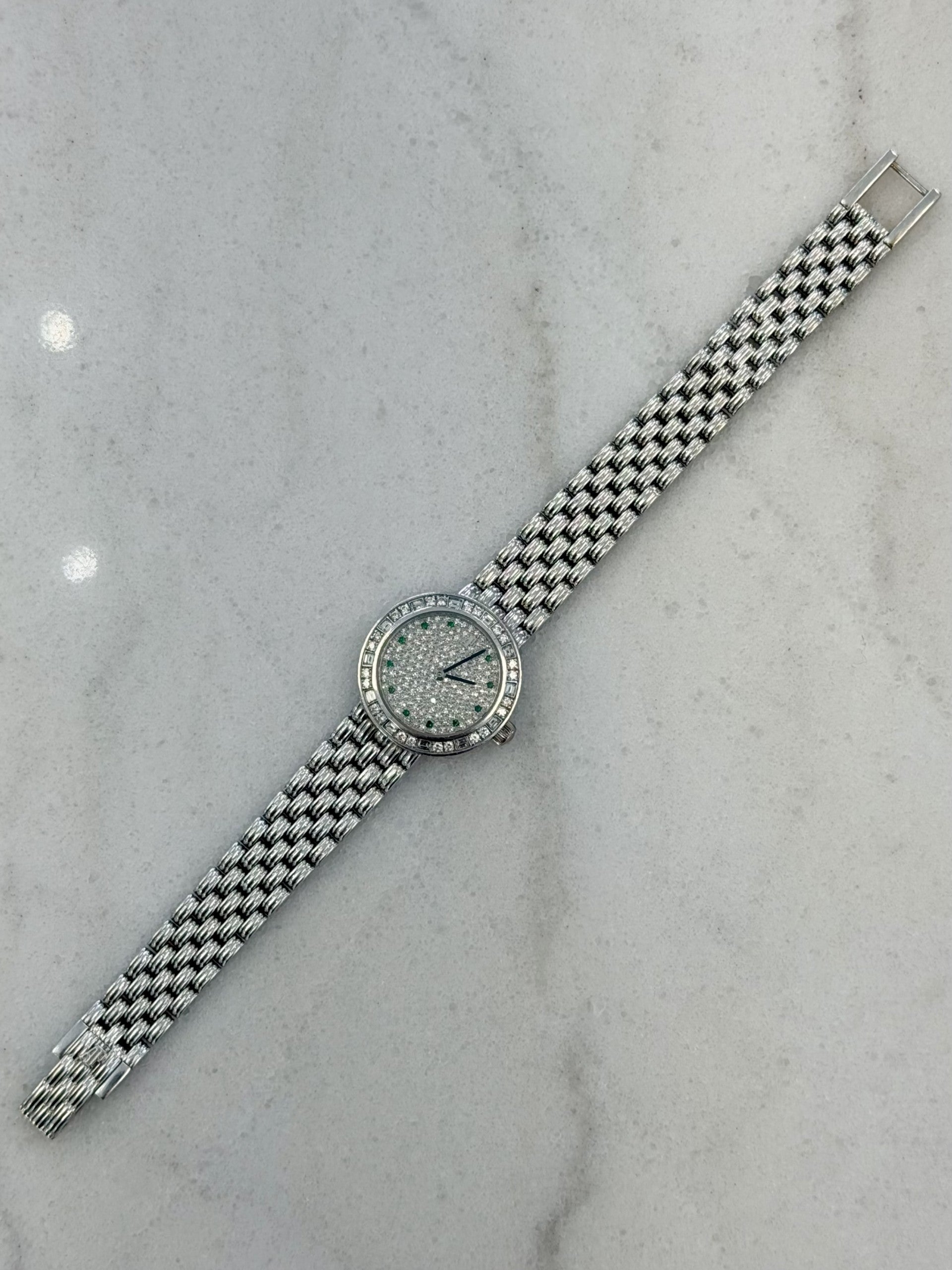 Audemars Piguet White Gold Joaillerie Factory Set Diamond & Emerald Watch Ref. 79315BC