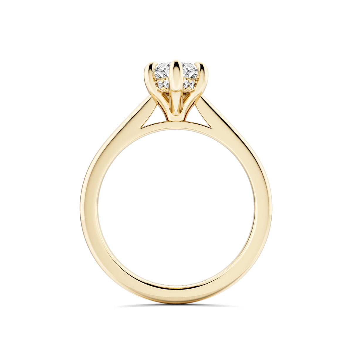 14K Yellow Gold Engagement Ring with Hidden Halo-Setting Only