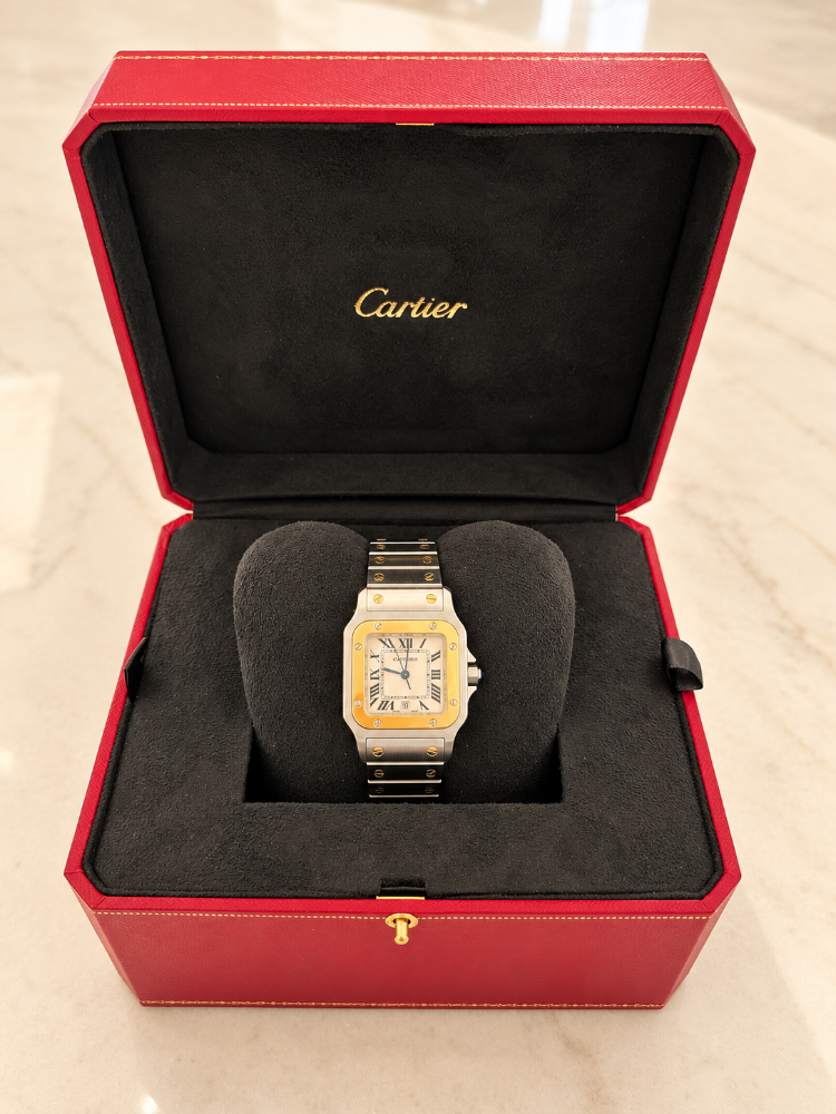CARTIER SANTOS GALBEE TWO-TONE 18K YELLOW GOLD AND STAINLESS-STEEL QUARTZ WATCH1566