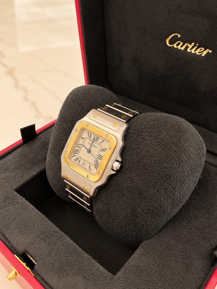 CARTIER SANTOS GALBEE TWO-TONE 18K YELLOW GOLD AND STAINLESS-STEEL QUARTZ WATCH1566