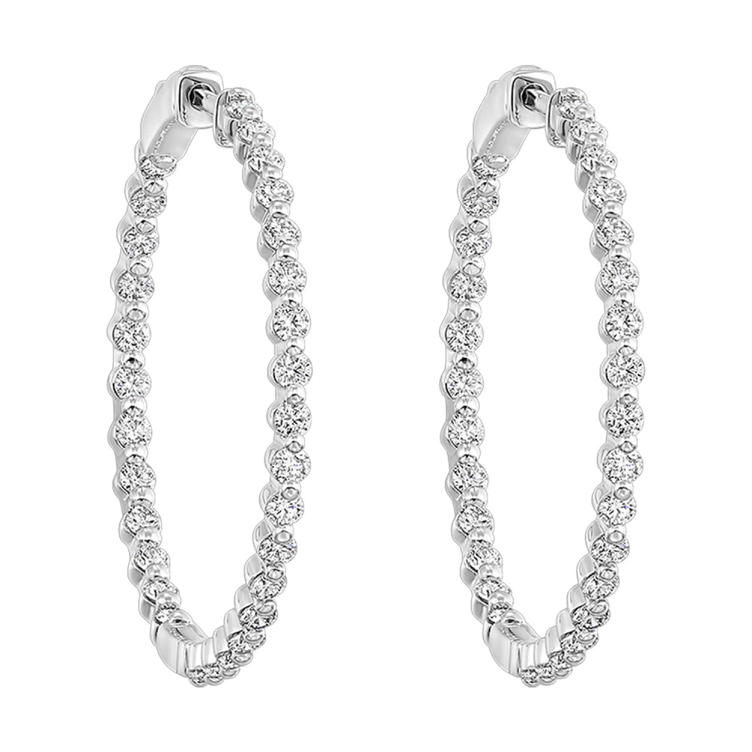 HOLIDAY GIFT GUIDE - 5h - 14K White Gold Diamond 1 1/2CTW Inside out hoops