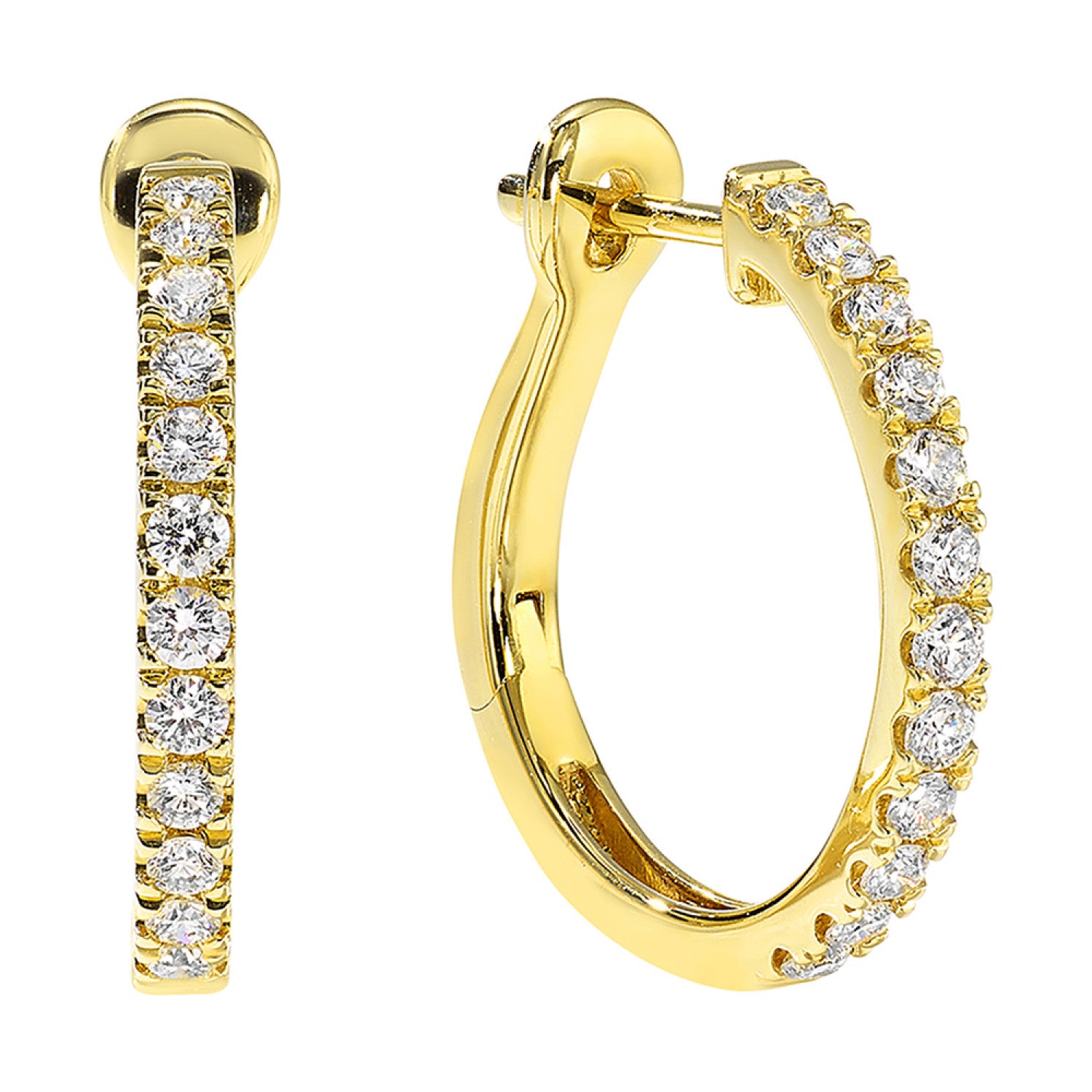 HOLIDAY GIFT GUIDE - 6b - 14K yellow Gold 1/4ctw diamond hoop earrings